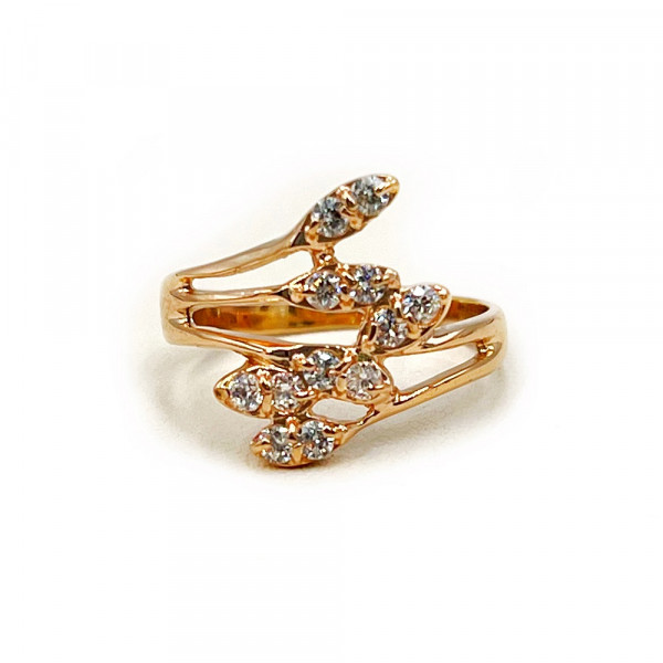 Каблучка з золота червоного кольору з цирконом