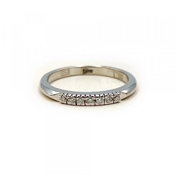 Золота каблучка у білому кольорі з білими діамантами