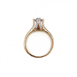 Кольцо из золота красного с белым цвета с цирконом