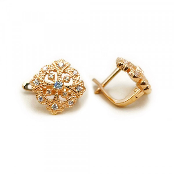 Серьги из золота в красном цвете с цирконом