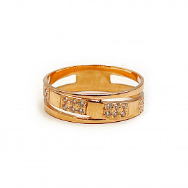 Каблучка з золота у червоному кольорі з цирконом 01-200817658