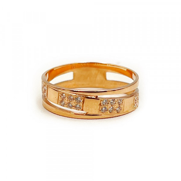 Кольцо из золота в красном цвете с цирконом