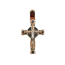 Золотой крестик красного с белым цвета с эмалью 01-200853558