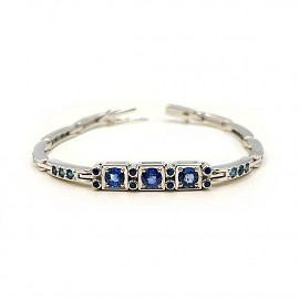 Золотий браслет з синіми корундами 01-200893358