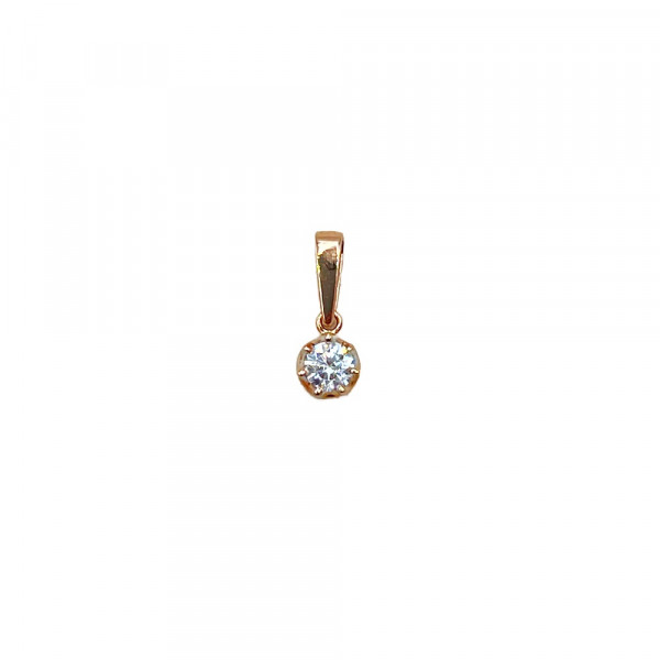 Золотой кулон красного цвета с цирконом