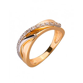 Каблучка з червоного з білим золота з цирконом 01-200087459