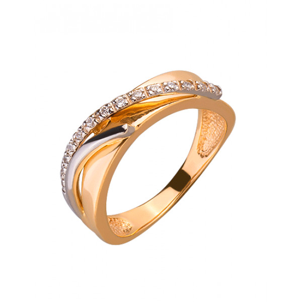 Каблучка з червоного з білим золота з цирконом