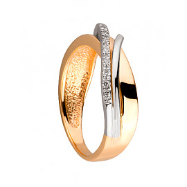 Каблучка з червоного з білим золота з цирконом