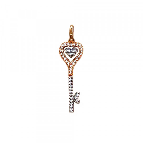 Кулон з золота у червоному з білим кольорі з цирконом