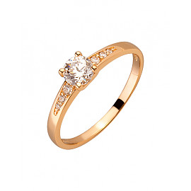 Золотое кольцо в красном цвете с цирконом 01-200264759