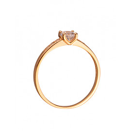 Золотое кольцо в красном цвете с цирконом