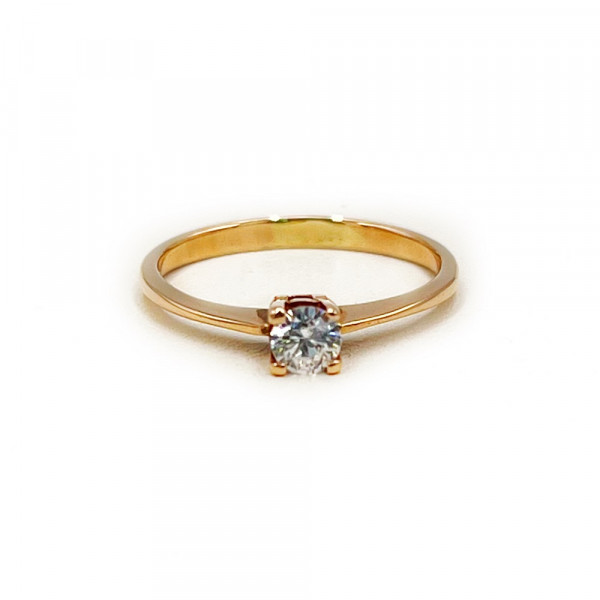 Кольцо из золота в красном цвете с цирконом