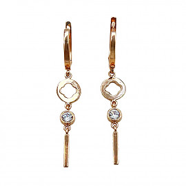 Серьги из золота в красном цвете с цирконом 01-200602359