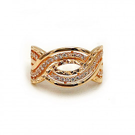 Кольцо из красного золота с цирконом 01-200781859