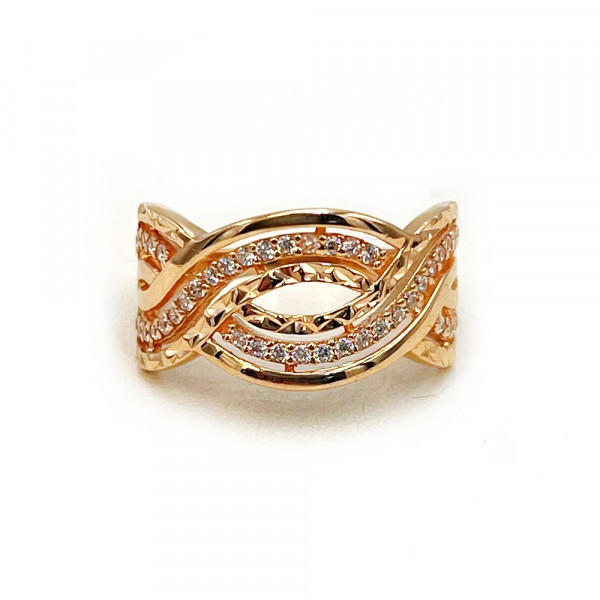 Каблучка з червоного золота з цирконом