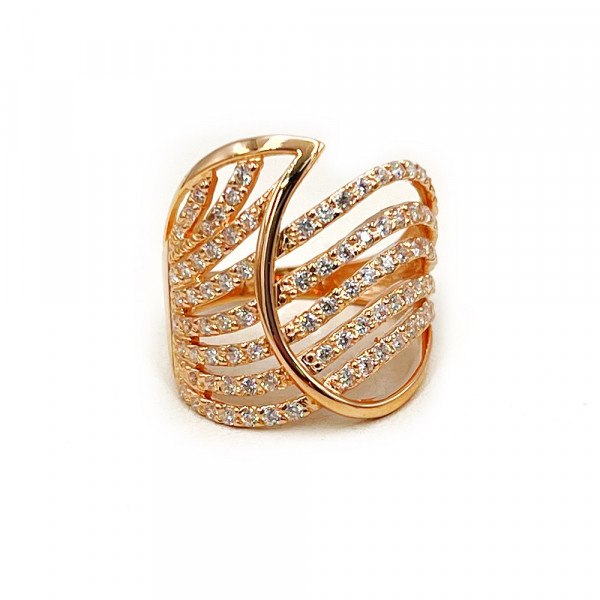 Каблучка з золота у червоному кольорі з цирконом