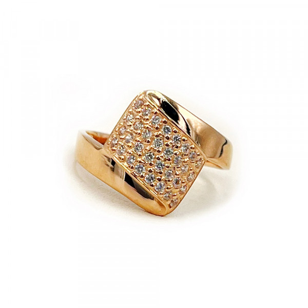 Каблучка з червоного золота з цирконом