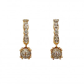 Золоті сережки у жовтому з білим кольорі з жовтими діамантами 01-200893359