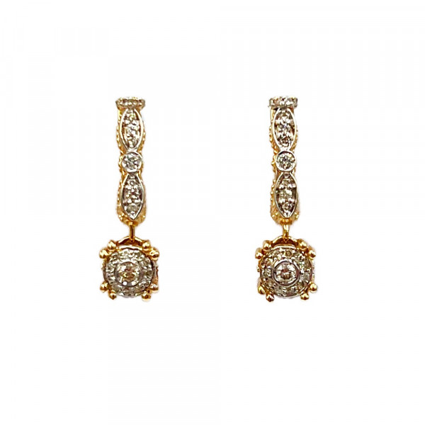 Золоті сережки у жовтому з білим кольорі з жовтими діамантами