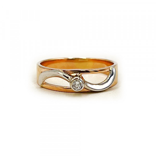 Каблучка з золота з білим діамантом