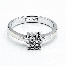 Золотое кольцо в белом цвете с белыми бриллиантами 01-19246660