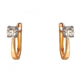 Серьги из красного с белым золота с цирконом 01-200020560