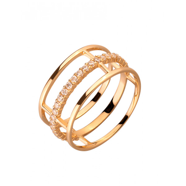 Кольцо из золота в красном цвете с цирконом