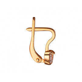 Золотые серьги красного цвета с цирконом