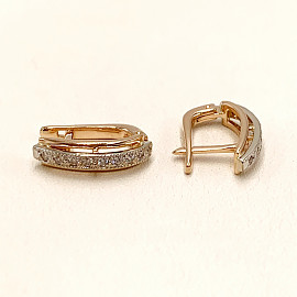 Серьги из золота красного с белым цвета с цирконом 01-200395160