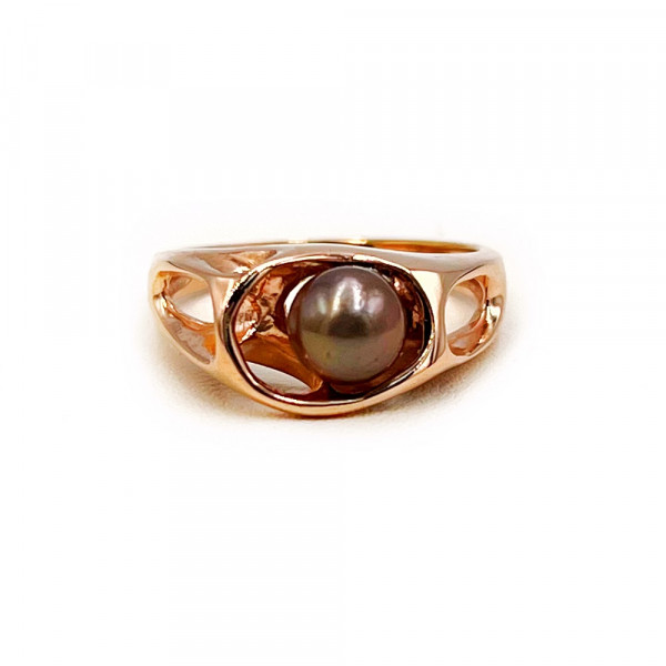 Золота каблучка червоного кольору з перлиною