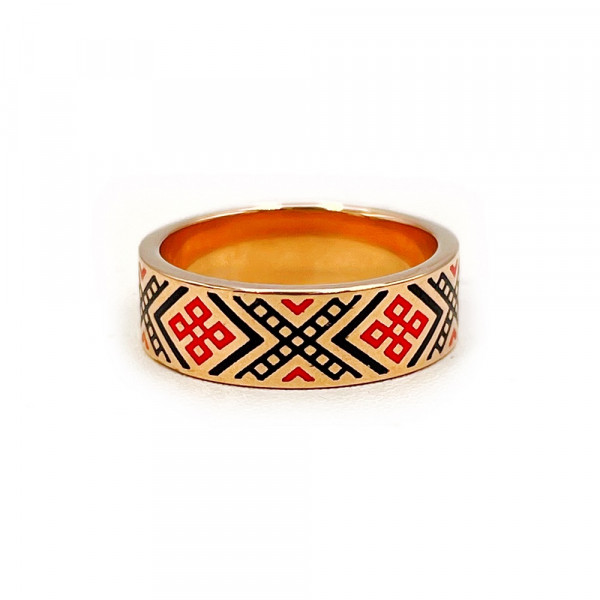 Обручка з золота з емаллю