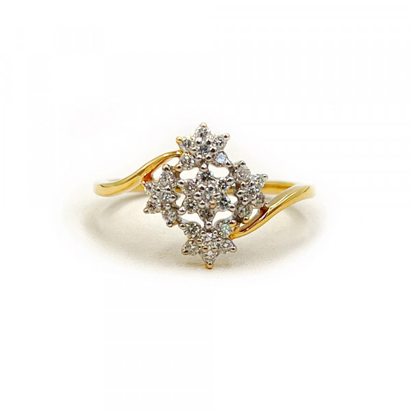 Каблучка з золота червоного кольору з жовтими діамантами