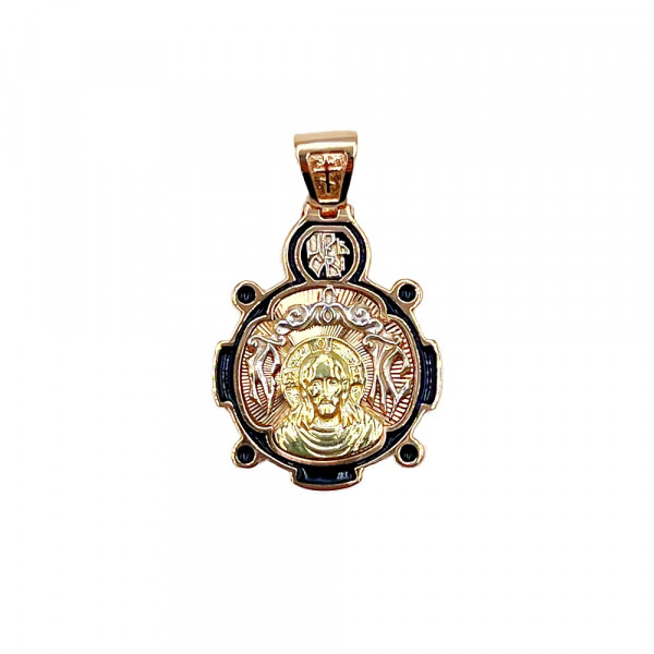 Кулон з золота червоного з жовтим та білим кольору з емаллю