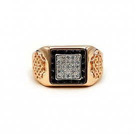 Перстень з червоного з білим золота з цирконом 01-200844460