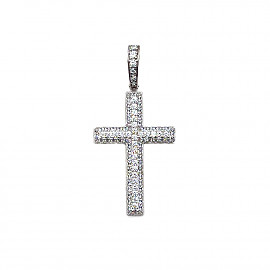 Хрестик з білого золота з цирконом 01-200853560