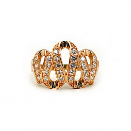 Золотое кольцо красного цвета с цирконом 01-200867460