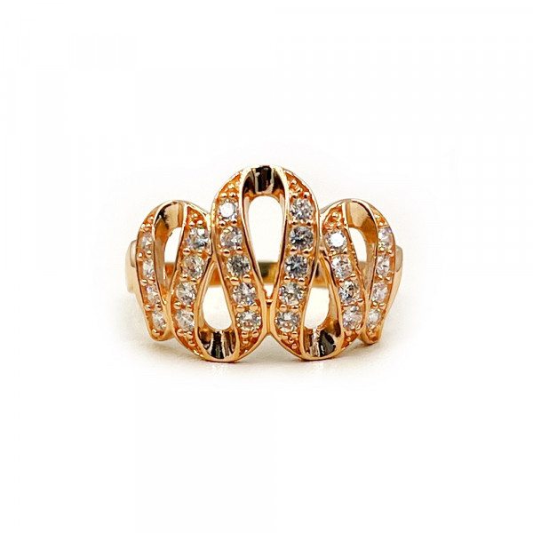 Золотое кольцо красного цвета с цирконом