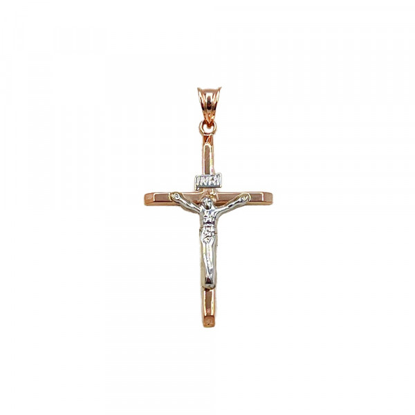 Хрестик з золота червоного з білим кольору