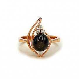 Кольцо из красного с белым золота с желтыми бриллиантами и жемчугом 01-200889260