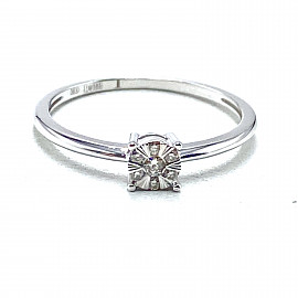 Каблучка з золота білого кольору з жовтими діамантами 01-200890060