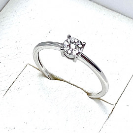 Каблучка з золота білого кольору з жовтими діамантами