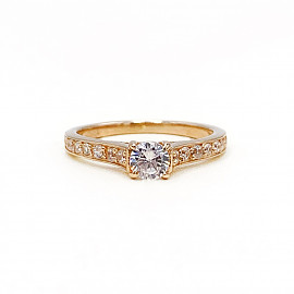 Золотое кольцо в красном цвете с цирконом 01-18886461