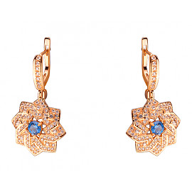 Золотые серьги с цирконом 01-200104661