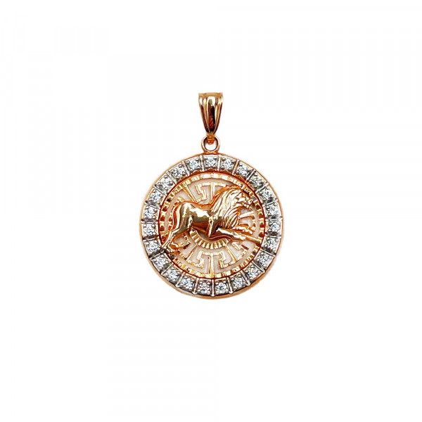 Кулон из золота с цирконом «Лев»