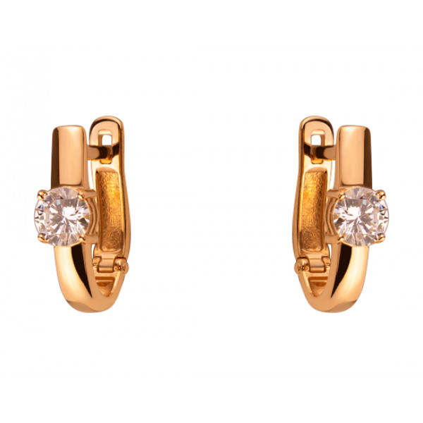 Серьги из золота в красном цвете с цирконом