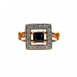 Кольцо из красного с белым золота с цирконом 01-200214061