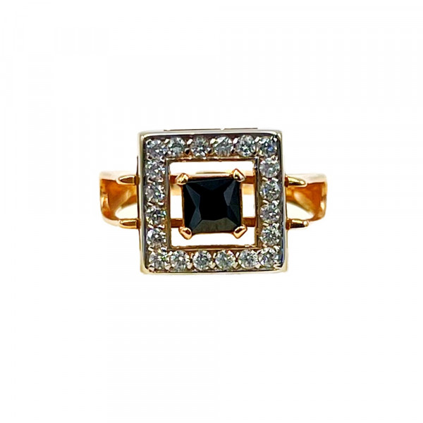 Кольцо из красного с белым золота с цирконом