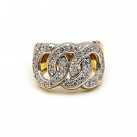 Кольцо из золота желтого с белым цвета с цирконом 01-200781861