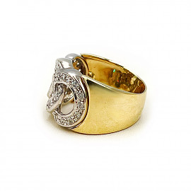 Кольцо из золота желтого с белым цвета с цирконом