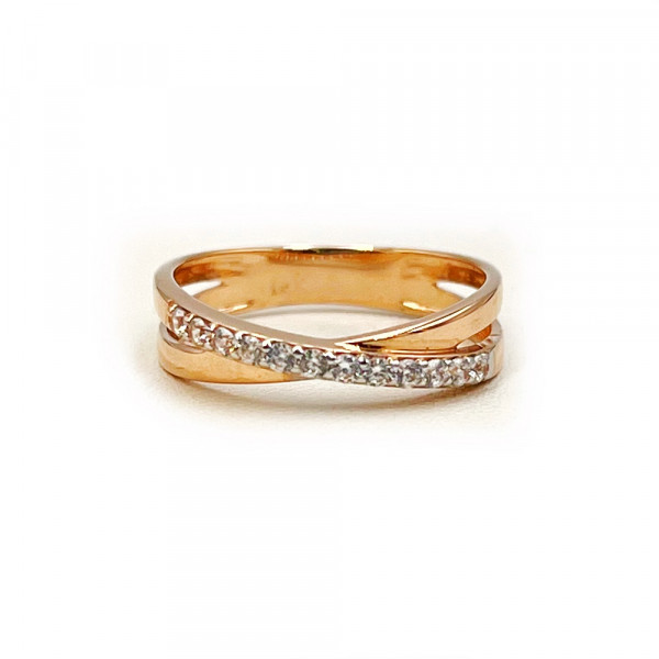 Каблучка з червоного золота з цирконом